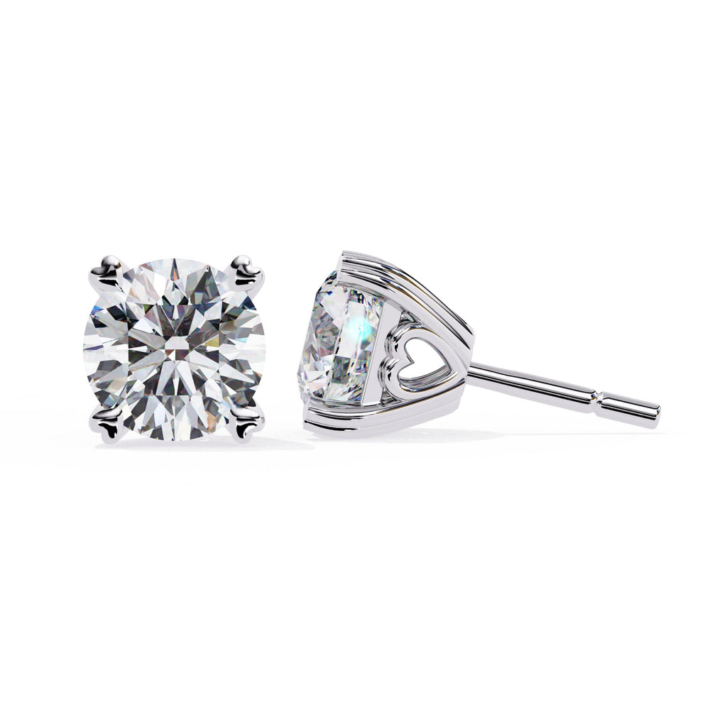 Round Cut Lab Grown Diamond Earrings With 4 Prong