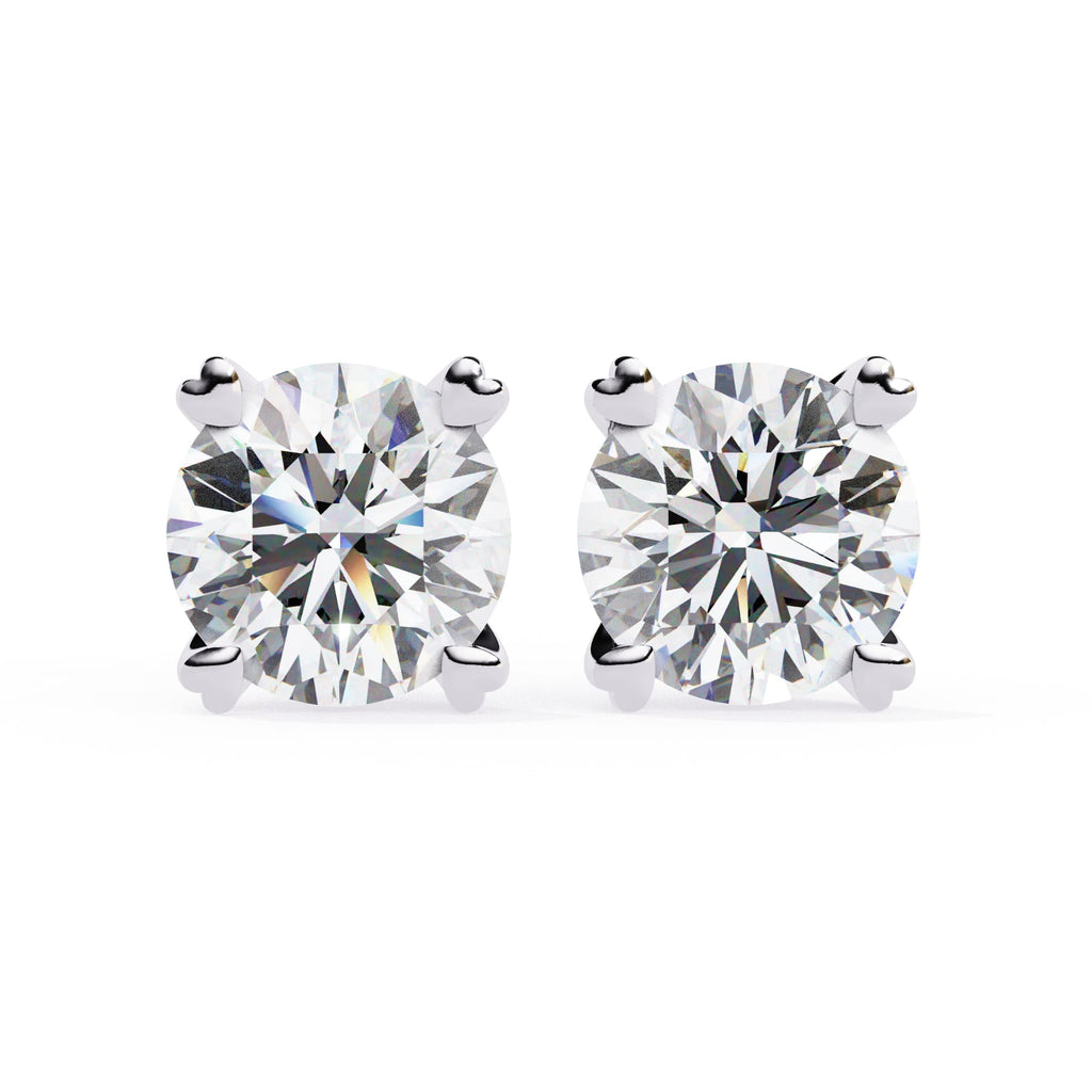 Round Cut Lab Grown Diamond Earrings With 4 Prong