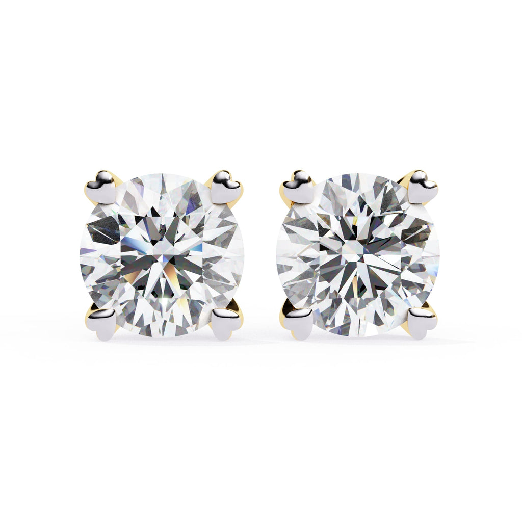 Round Cut Lab Grown Diamond Earrings With 4 Prong