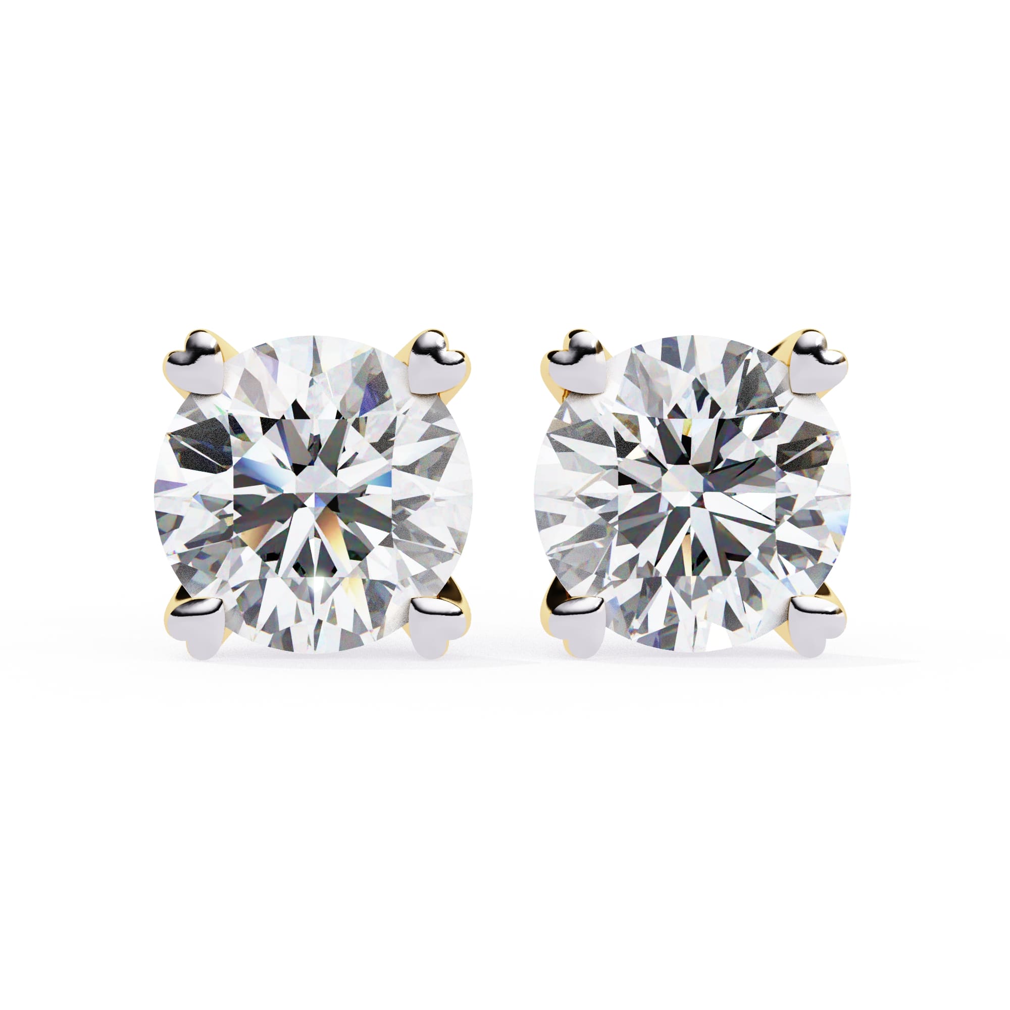 Round Cut Lab Grown Diamond Earrings With 4 Prong