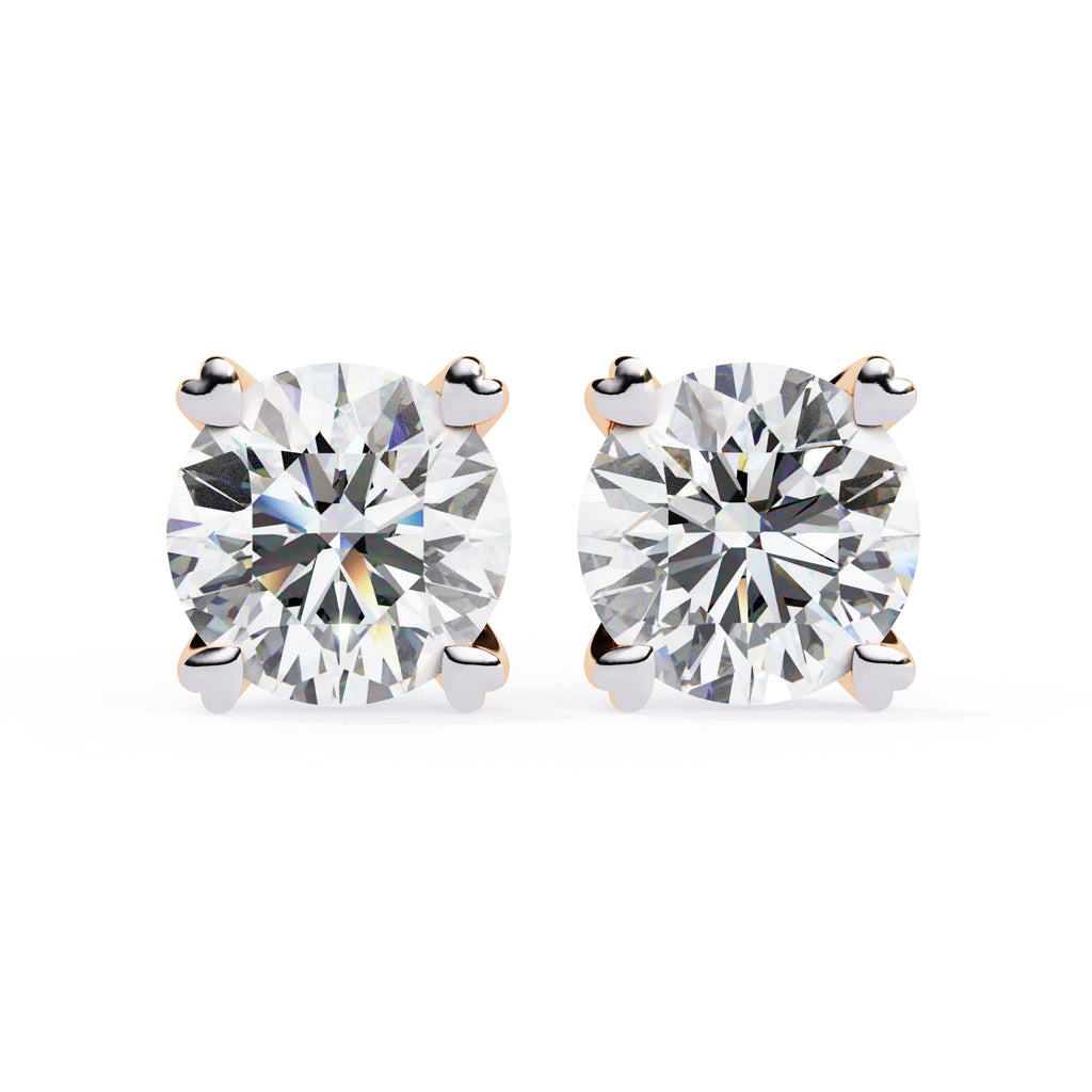 Round Cut Lab Grown Diamond Earrings With 4 Prong