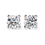 Round Cut Lab Grown Diamond Earrings With 4 Prong