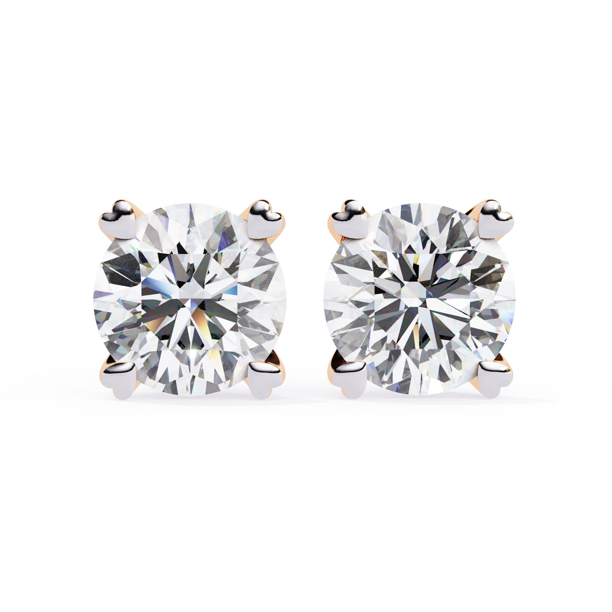 Round Cut Lab Grown Diamond Earrings With 4 Prong