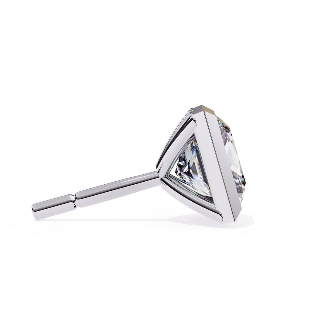 Bezel Set Princess Diamond Stud Earrings