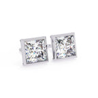 Bezel Set Princess Diamond Stud Earrings