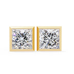 Bezel Set Princess Diamond Stud Earrings