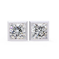 1.77 Carat Bezel Set Princess Diamond Stud Earrings