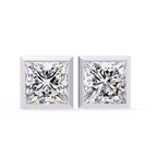 Bezel Set Princess Diamond Stud Earrings