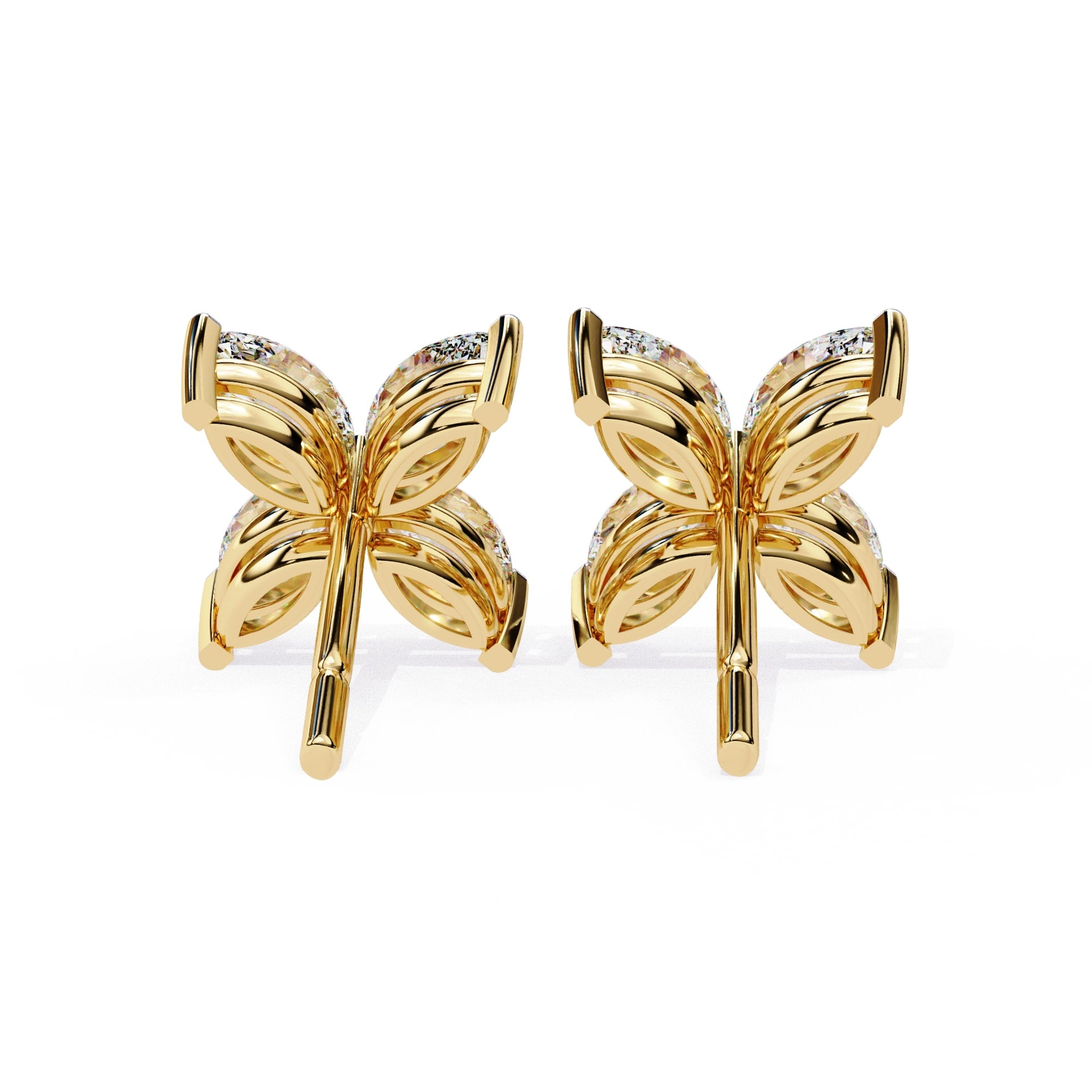 Marquise Cut Diamond Floral Stud Earrings