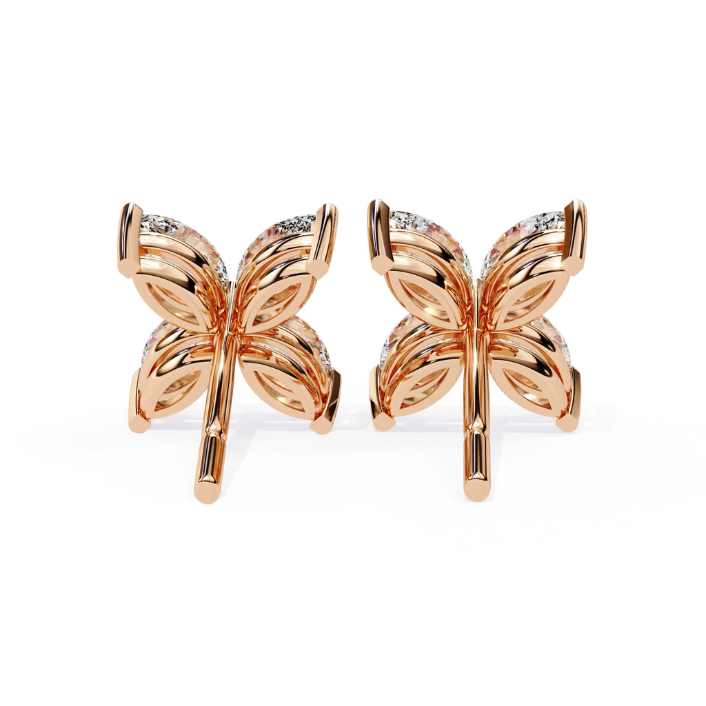 Marquise Cut Diamond Floral Stud Earrings