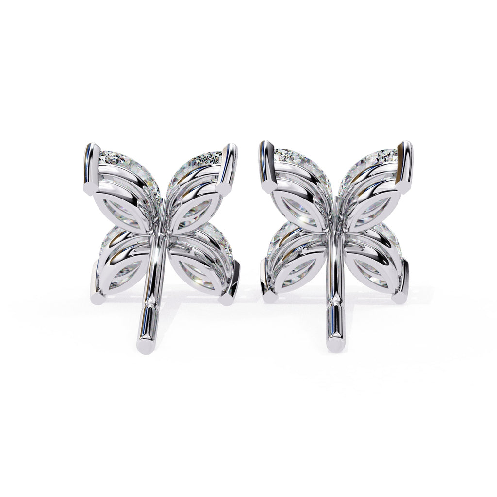 Marquise Cut Diamond Floral Stud Earrings