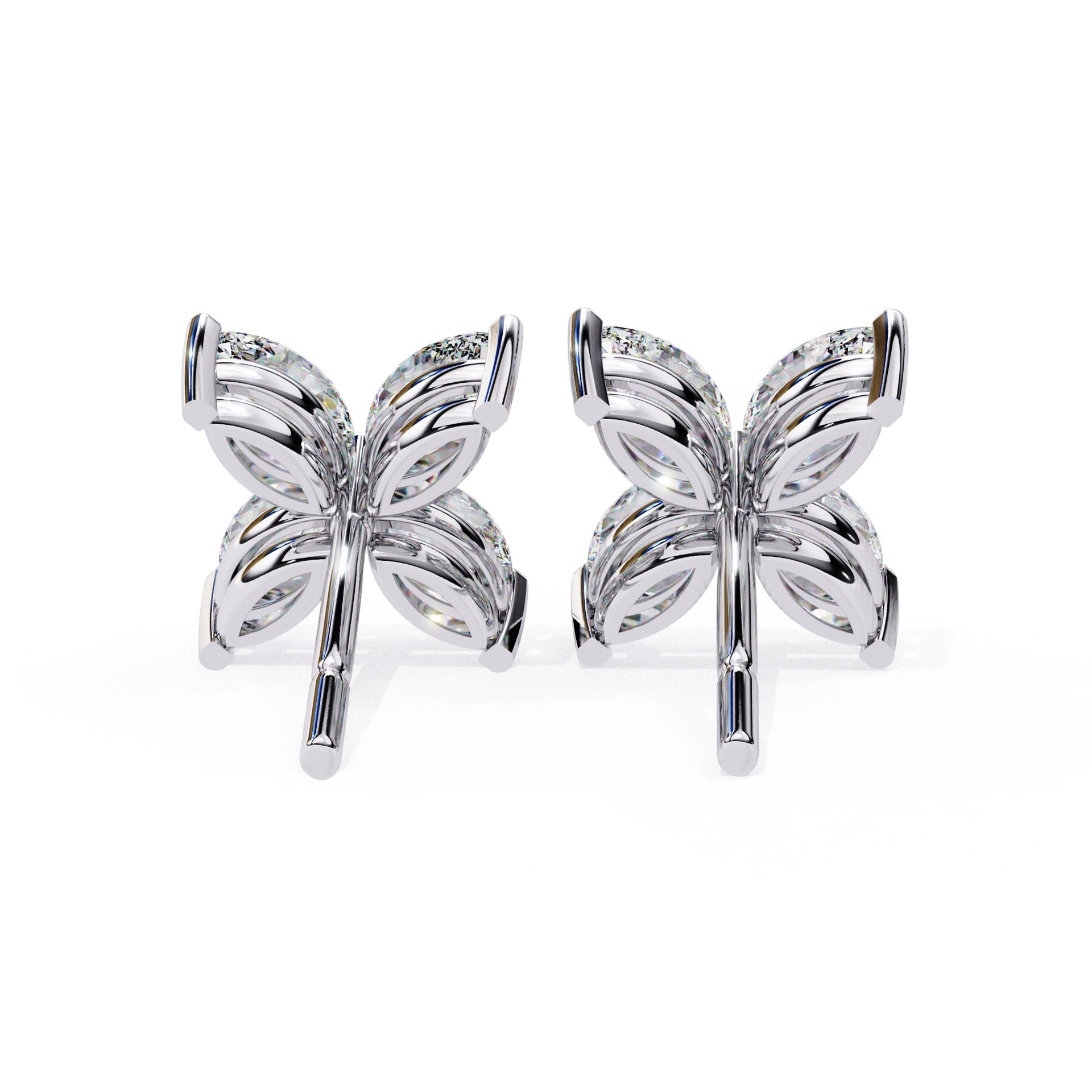 Marquise Cut Diamond Floral Stud Earrings