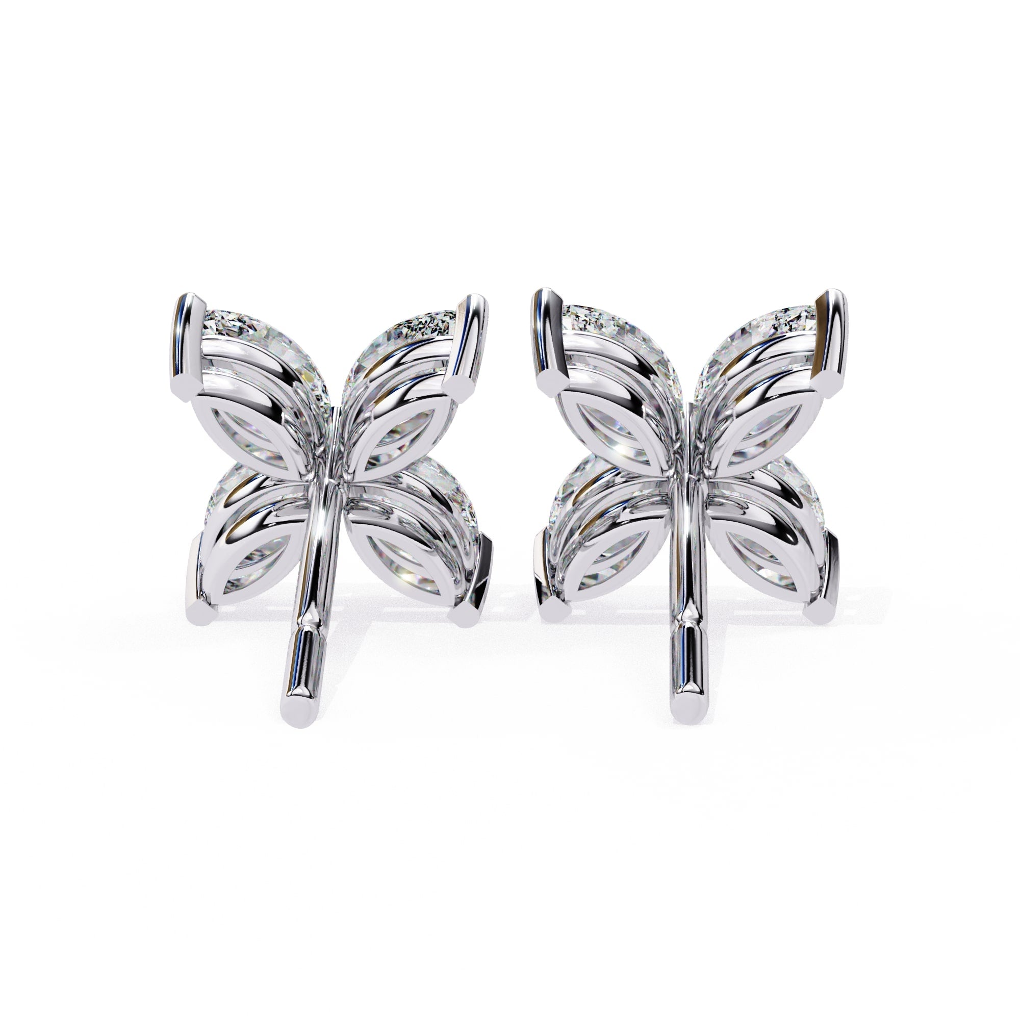 Marquise Cut Diamond Floral Stud Earrings
