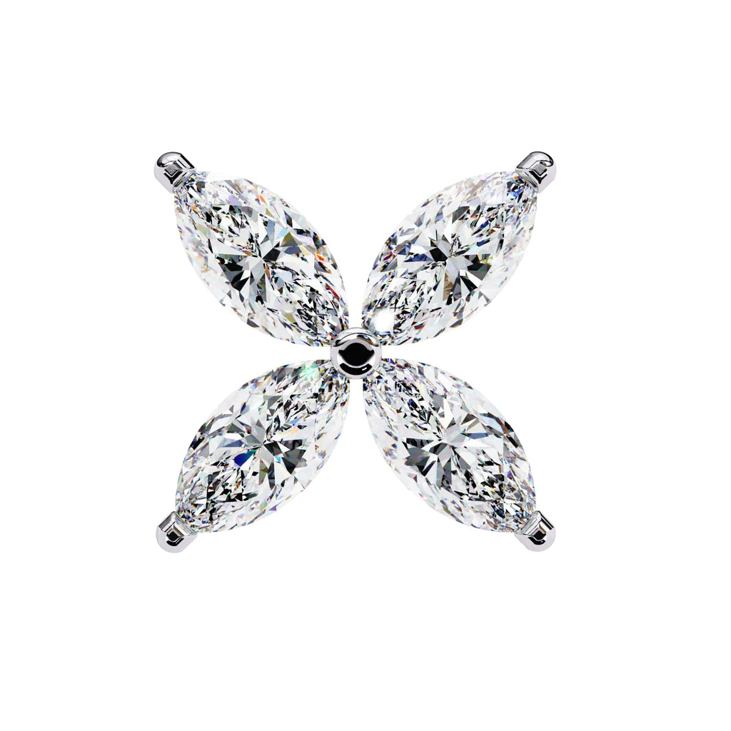 Marquise Cut Diamond Floral Stud Earrings