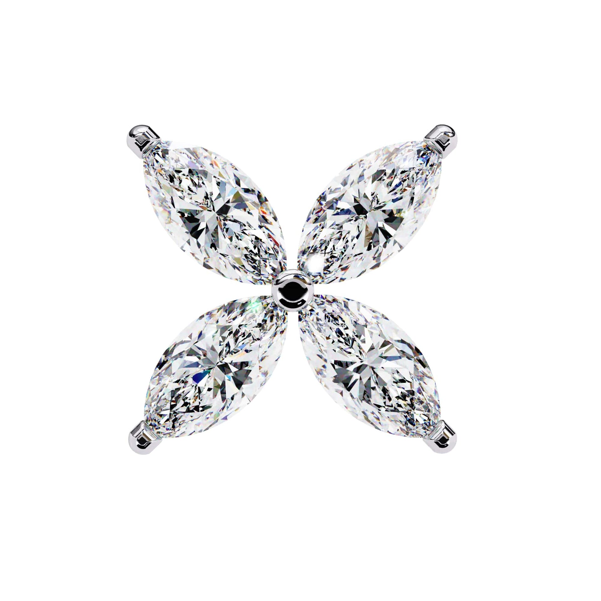 Marquise Cut Diamond Floral Stud Earrings