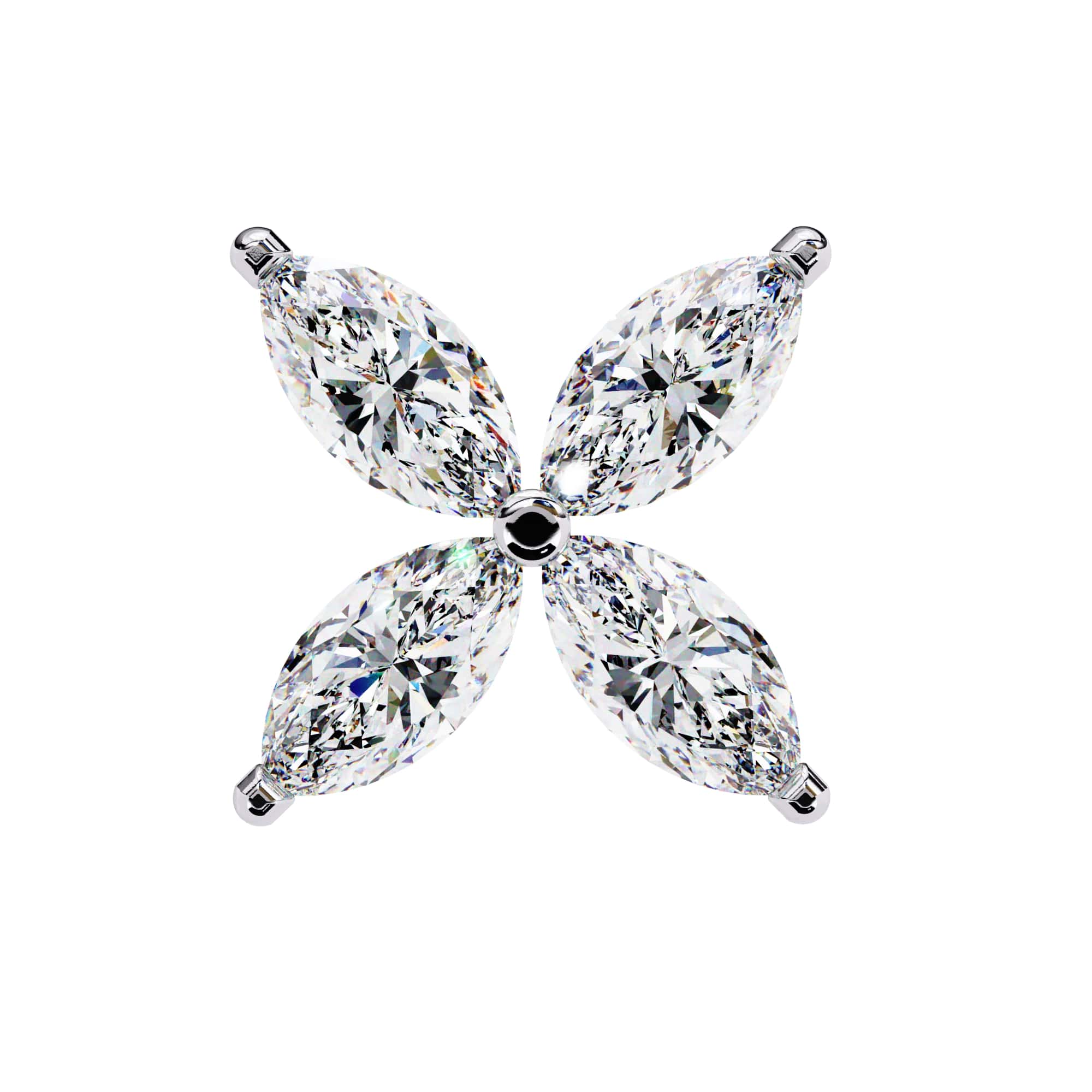 Marquise Cut Diamond Floral Stud Earrings