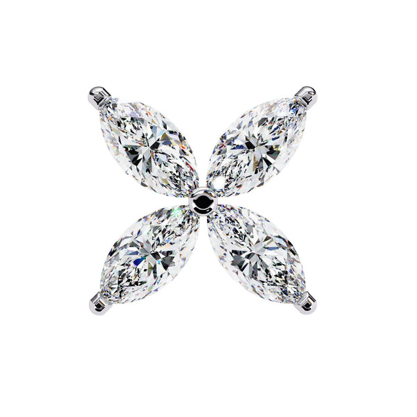 Marquise Cut Diamond Floral Stud Earrings