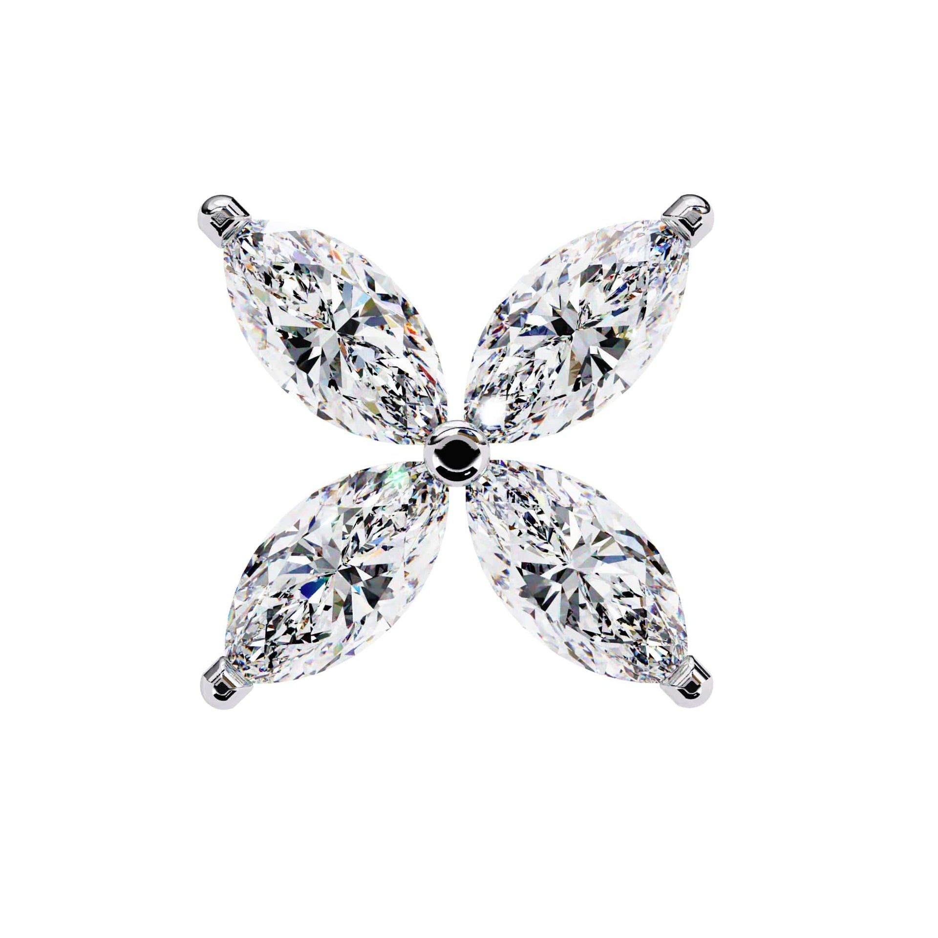Marquise Cut Diamond Floral Stud Earrings