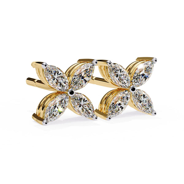 Marquise Cut Diamond Floral Stud Earrings