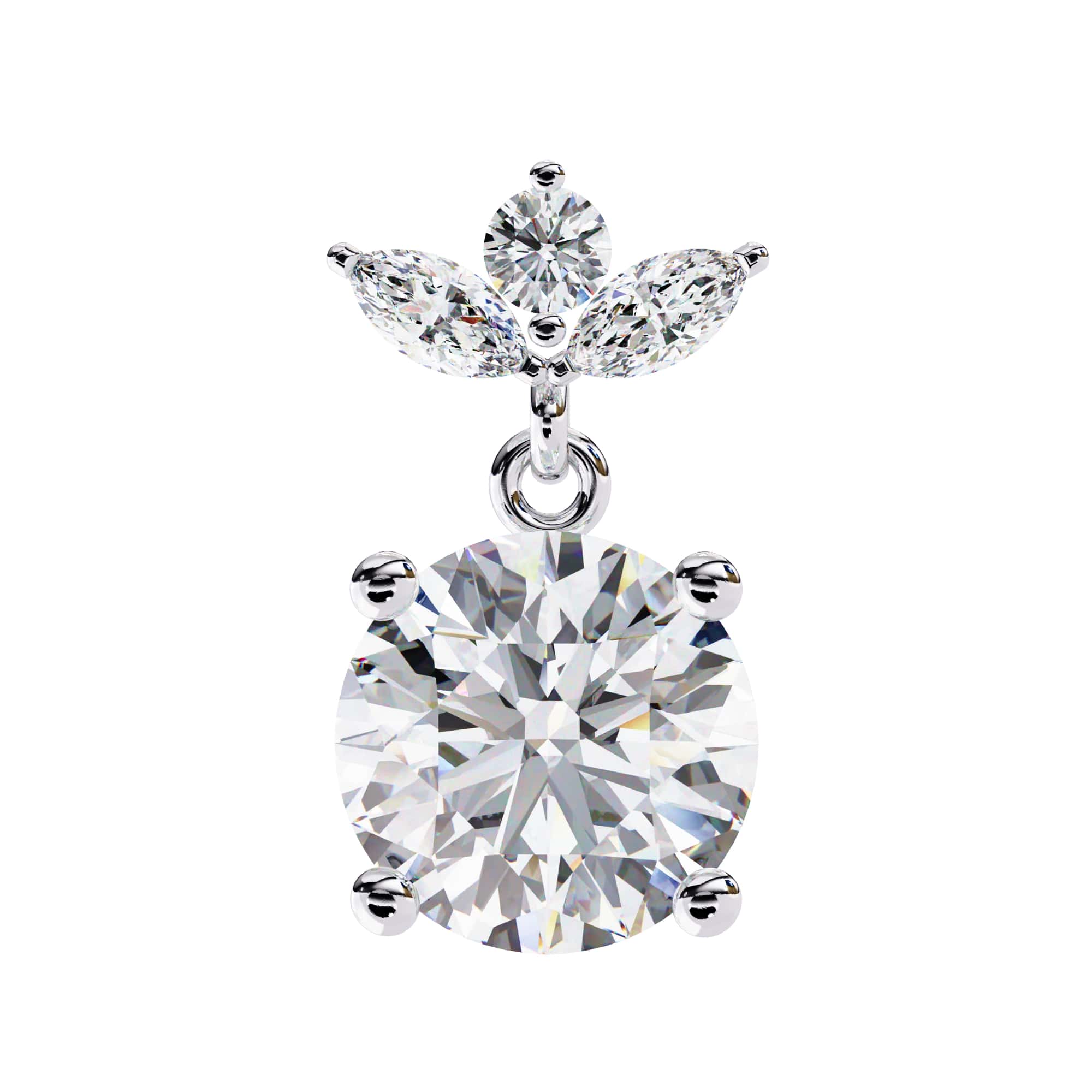 Round And Marquise Cut Diamond Drop Earrings