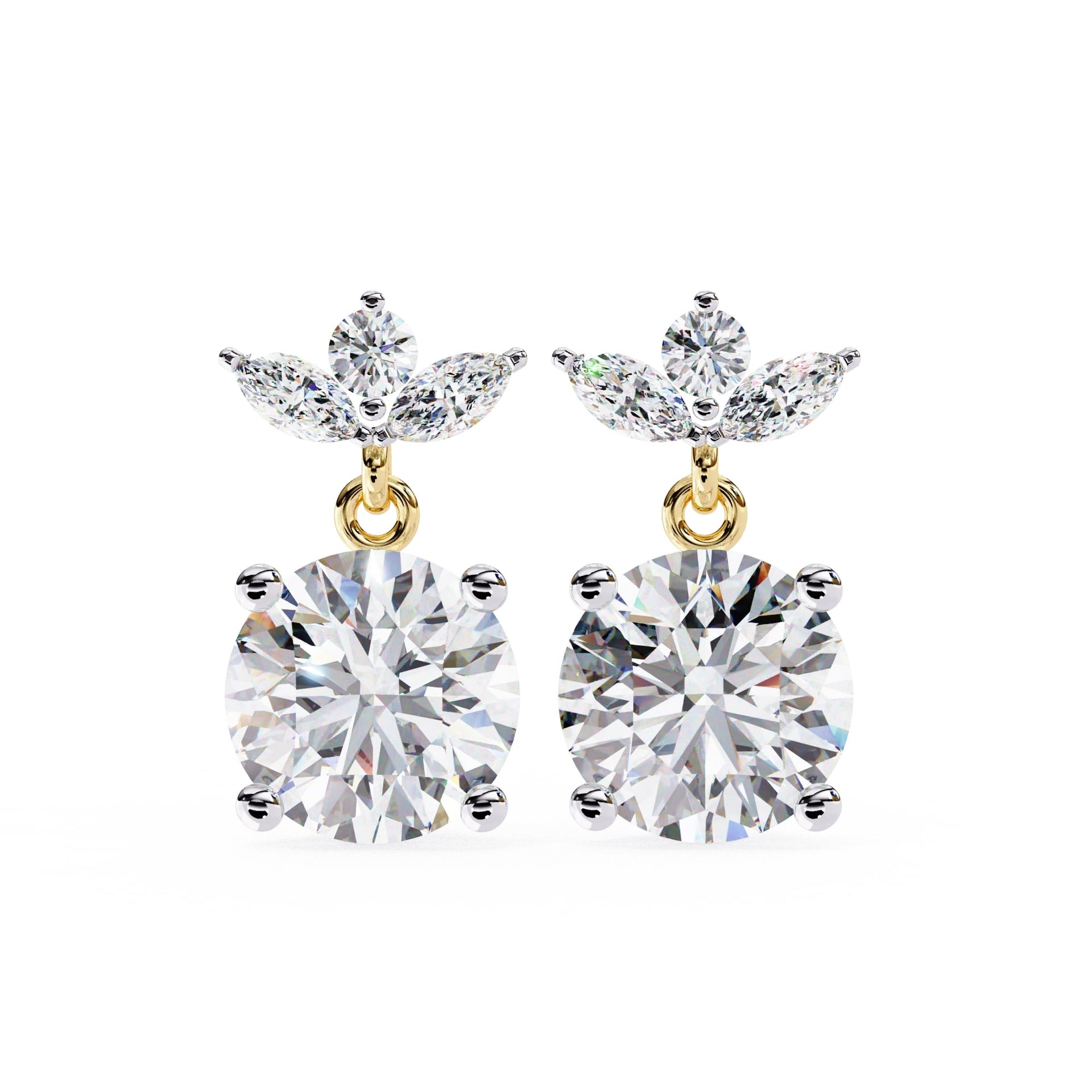Lab Diamond Round Cut Drop Earrings
