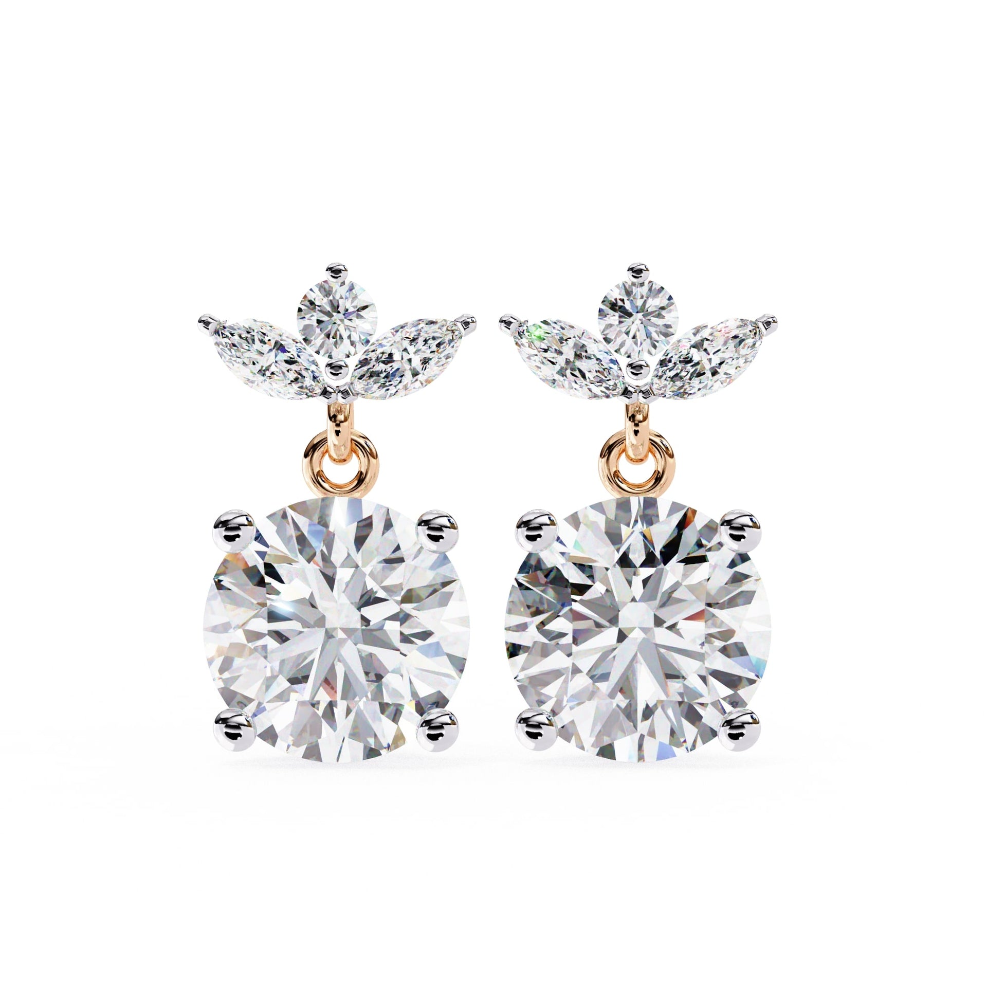 Lab Diamond Round Cut Drop Earrings