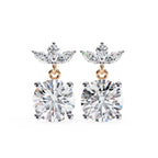 Round And Marquise Cut Diamond Drop Earrings