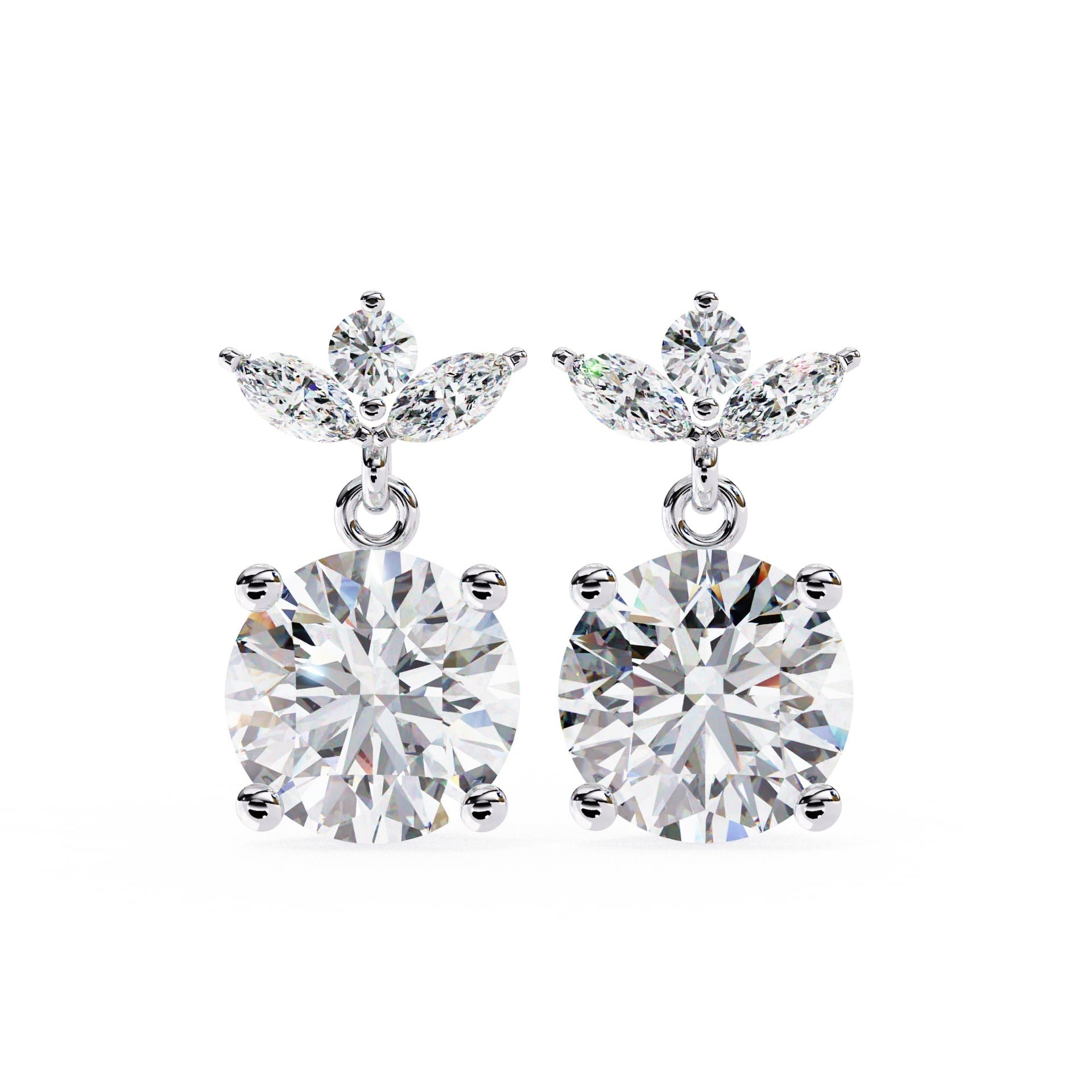 Lab Diamond Round Cut Drop Earrings