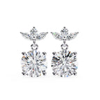 Round And Marquise Cut Diamond Drop Earrings
