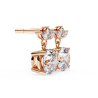 Round And Marquise Cut Diamond Drop Earrings
