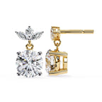 Round And Marquise Cut Diamond Drop Earrings