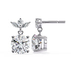 Round And Marquise Cut Diamond Drop Earrings