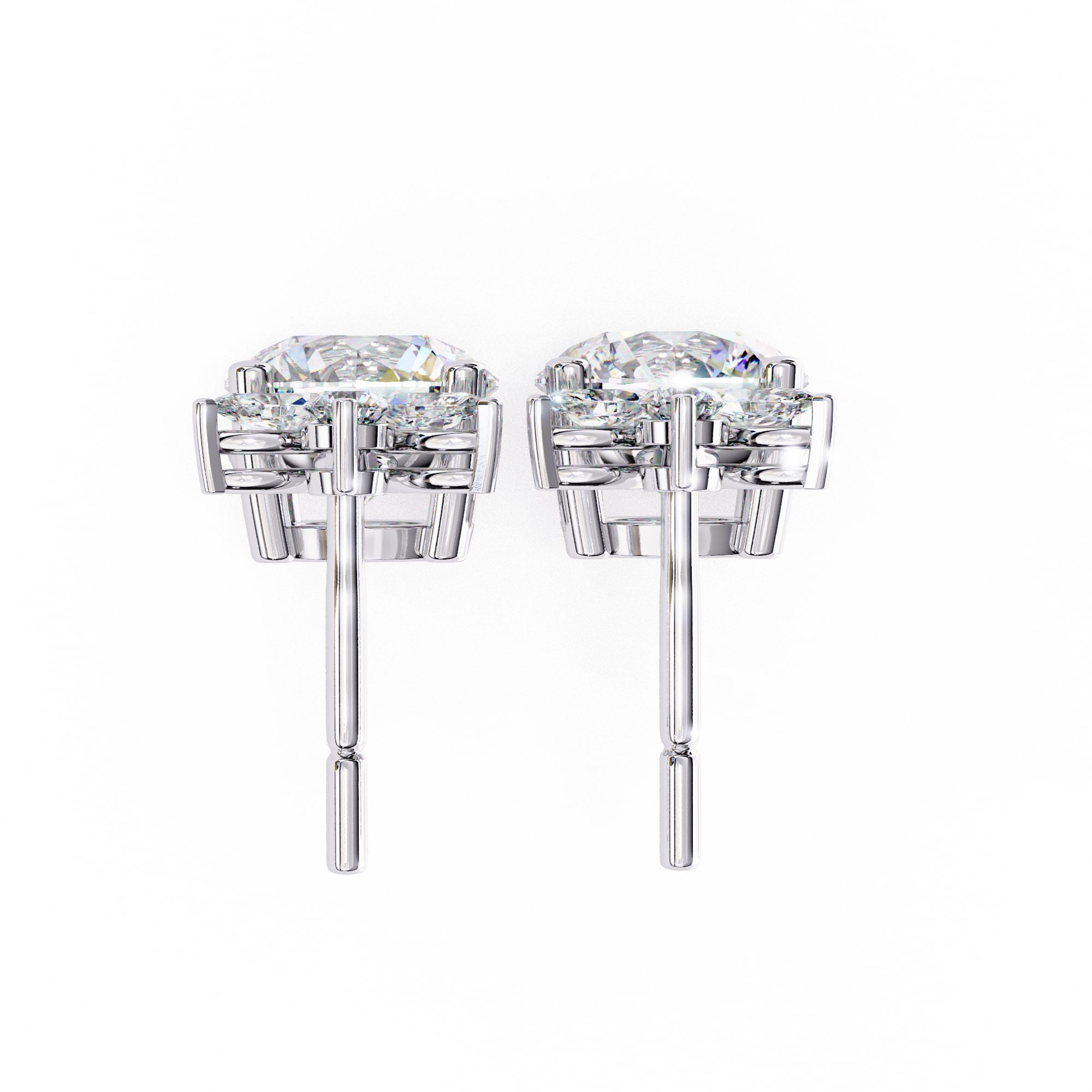 Round And Marquise Cut Diamond Drop Earrings
