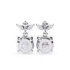 Round And Marquise Cut Diamond Drop Earrings