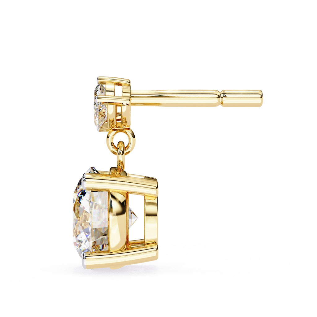 Round And Marquise Cut Diamond Drop Earrings
