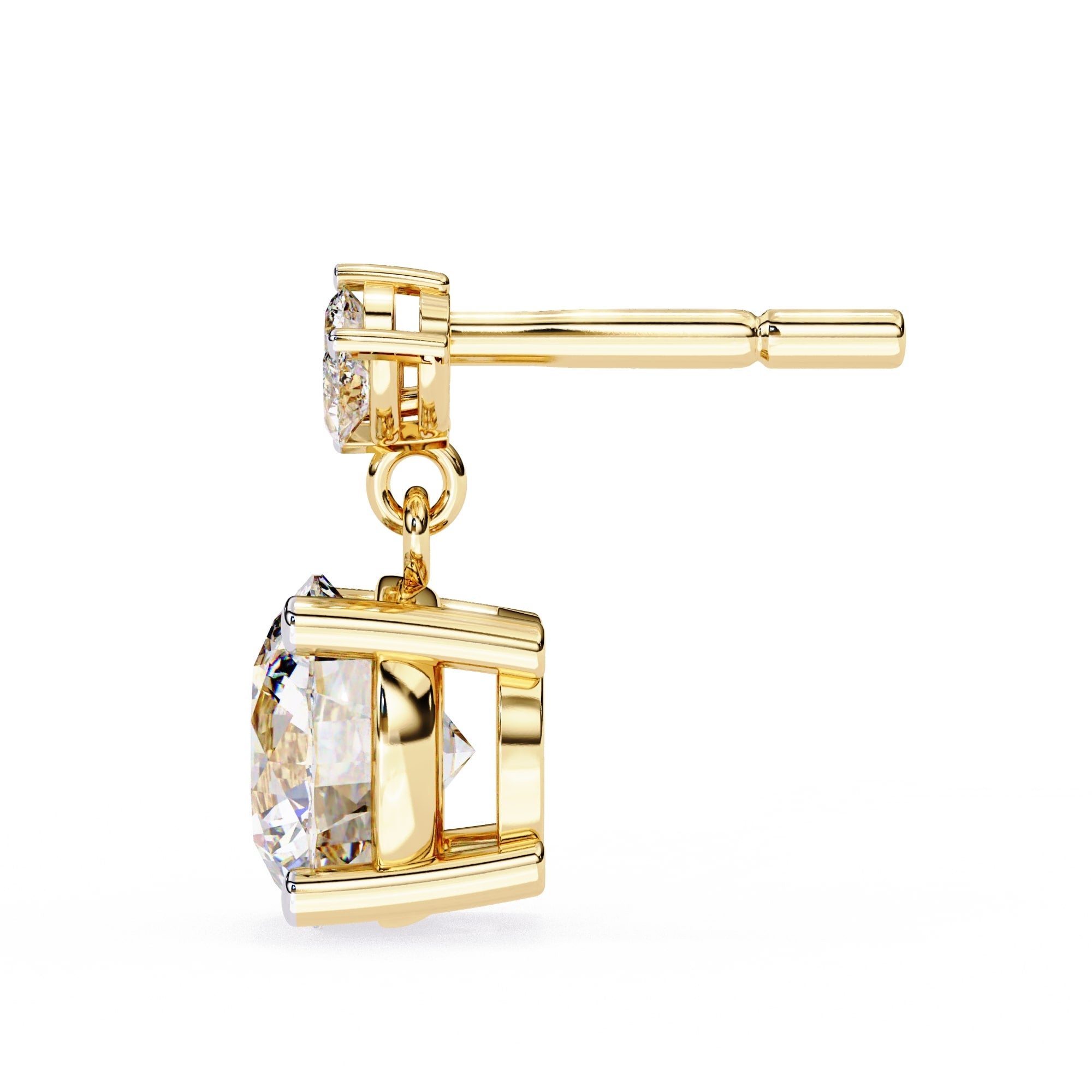 Round And Marquise Cut Diamond Drop Earrings