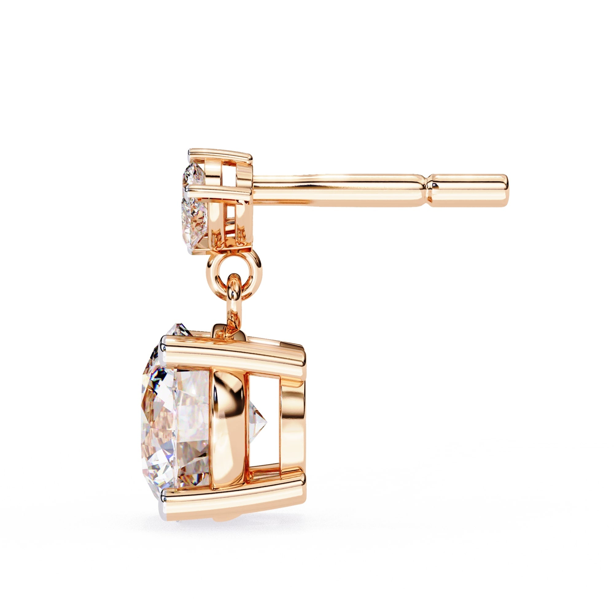 Round And Marquise Cut Diamond Drop Earrings