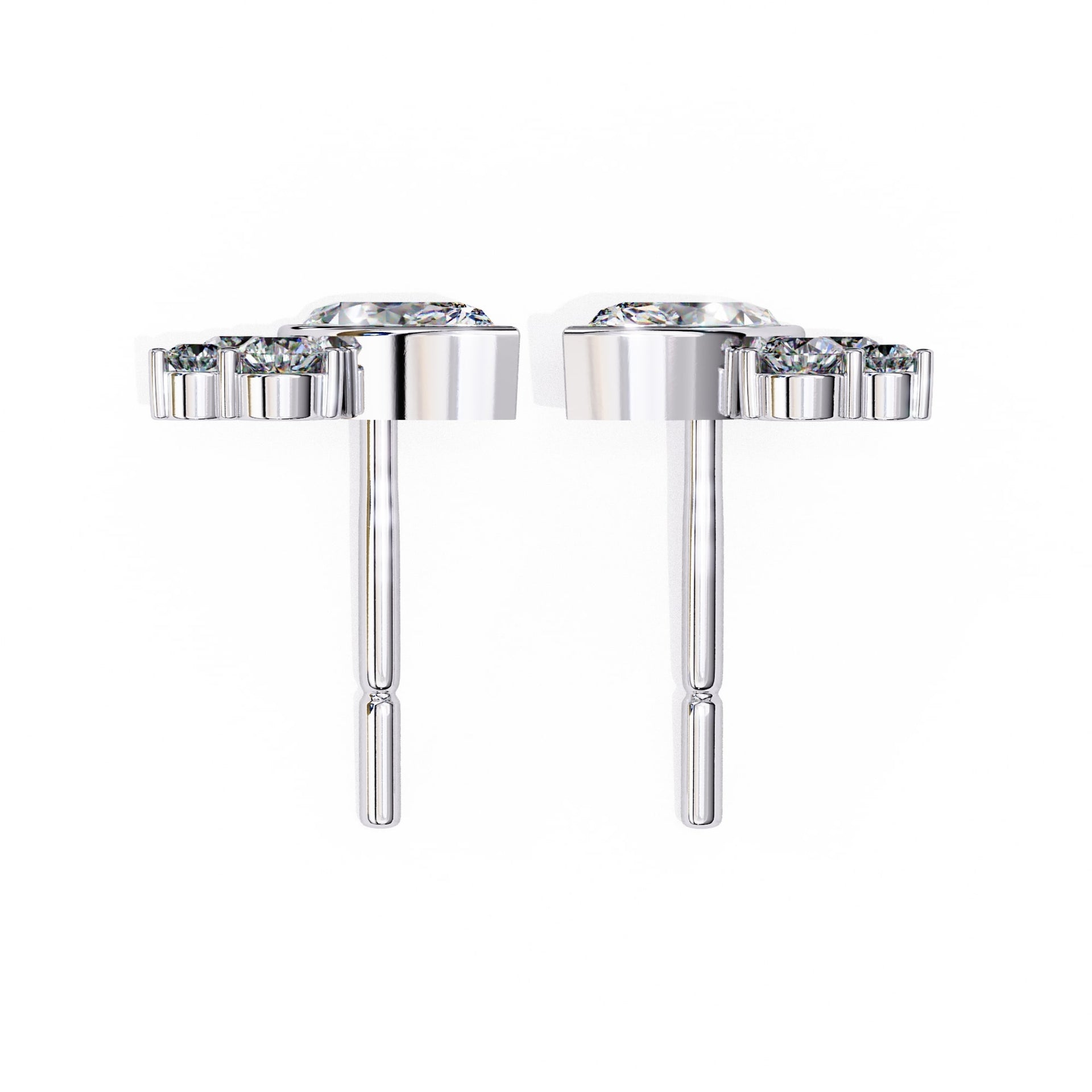 Marquise And Round Lab Diamond Bezel Set Stud Earrings