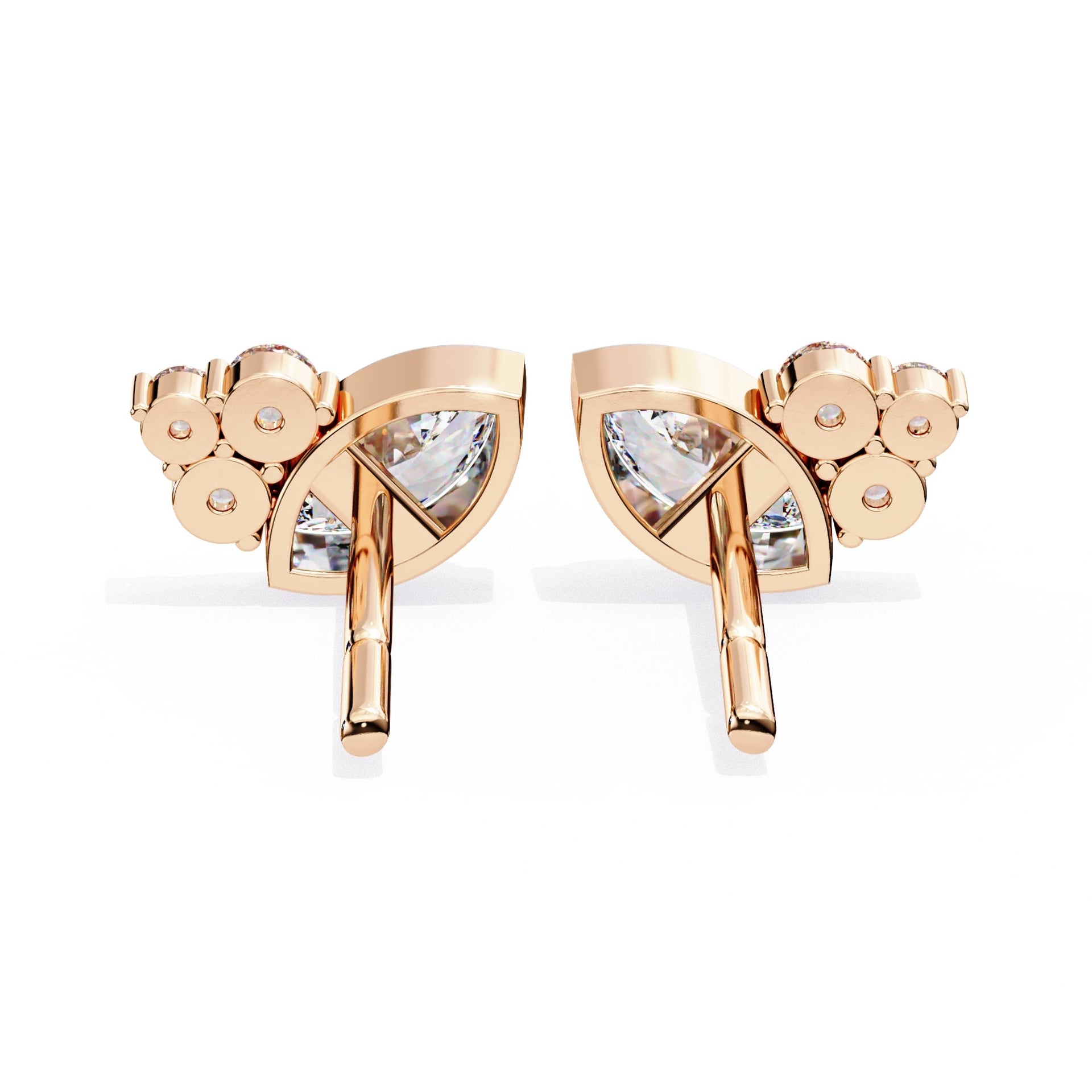 Marquise And Round Lab Diamond Bezel Set Stud Earrings