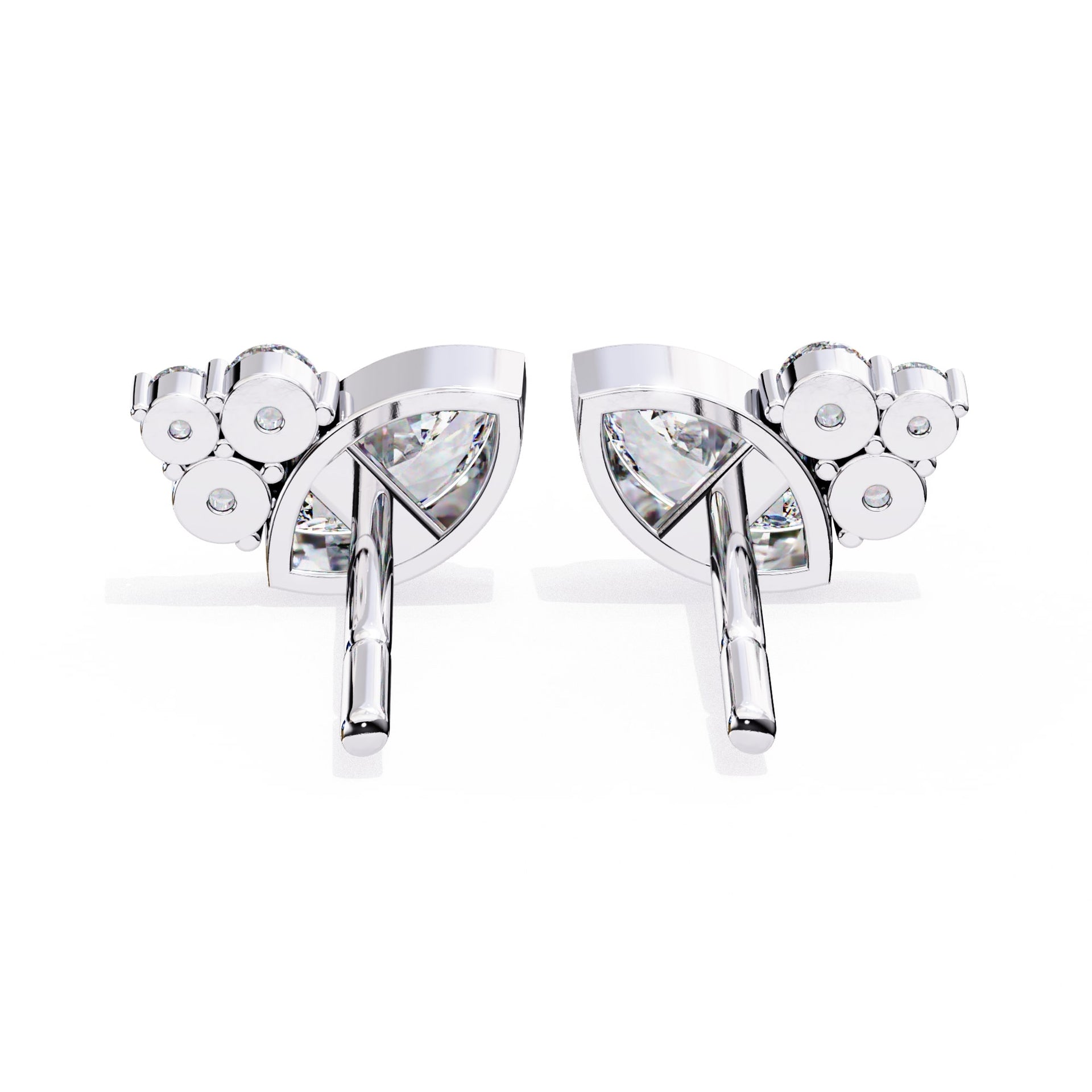 Marquise And Round Lab Diamond Bezel Set Stud Earrings