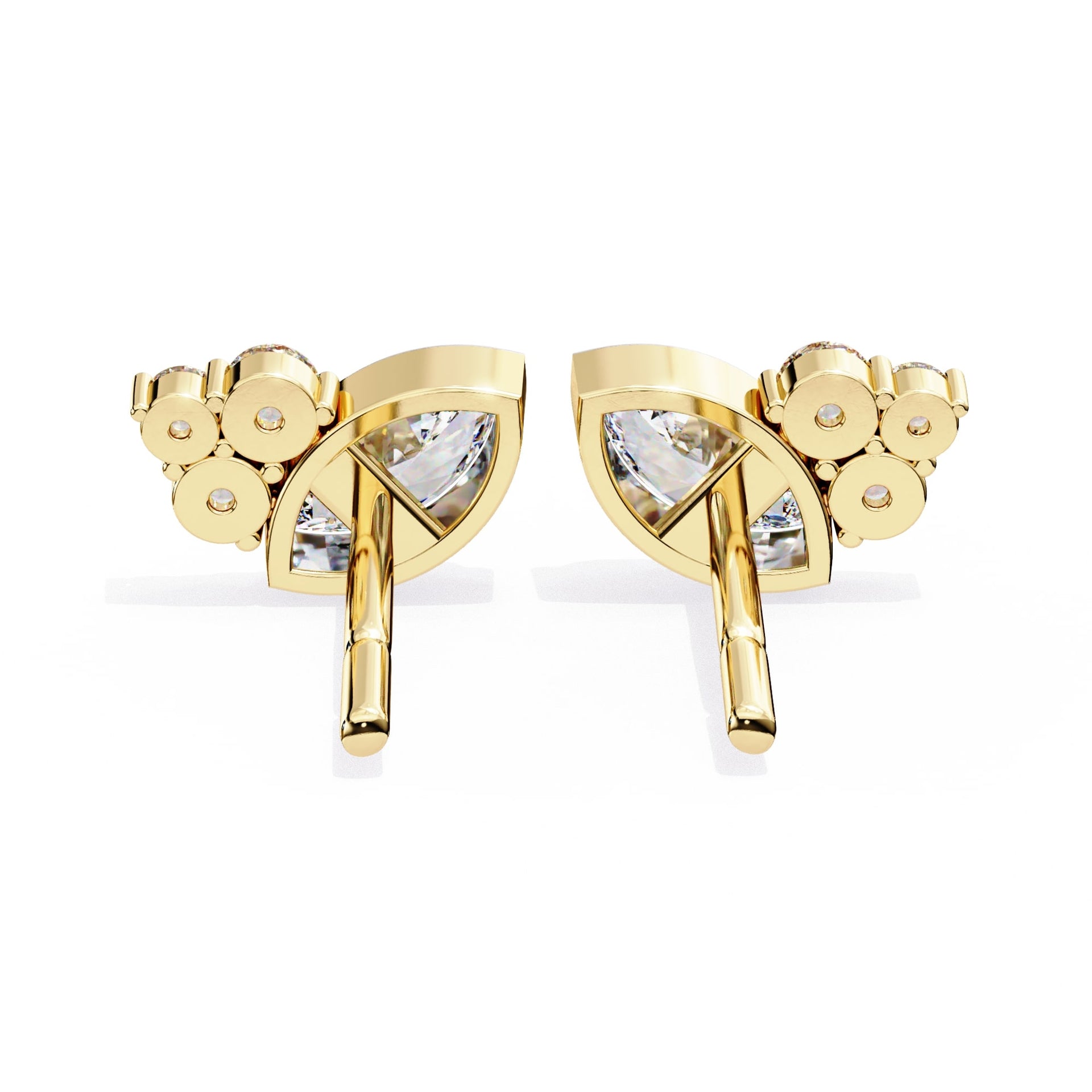 Marquise And Round Lab Diamond Bezel Set Stud Earrings
