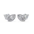 0.47 Carat Marquise And Round Lab Diamond Bezel Set Stud Earrings