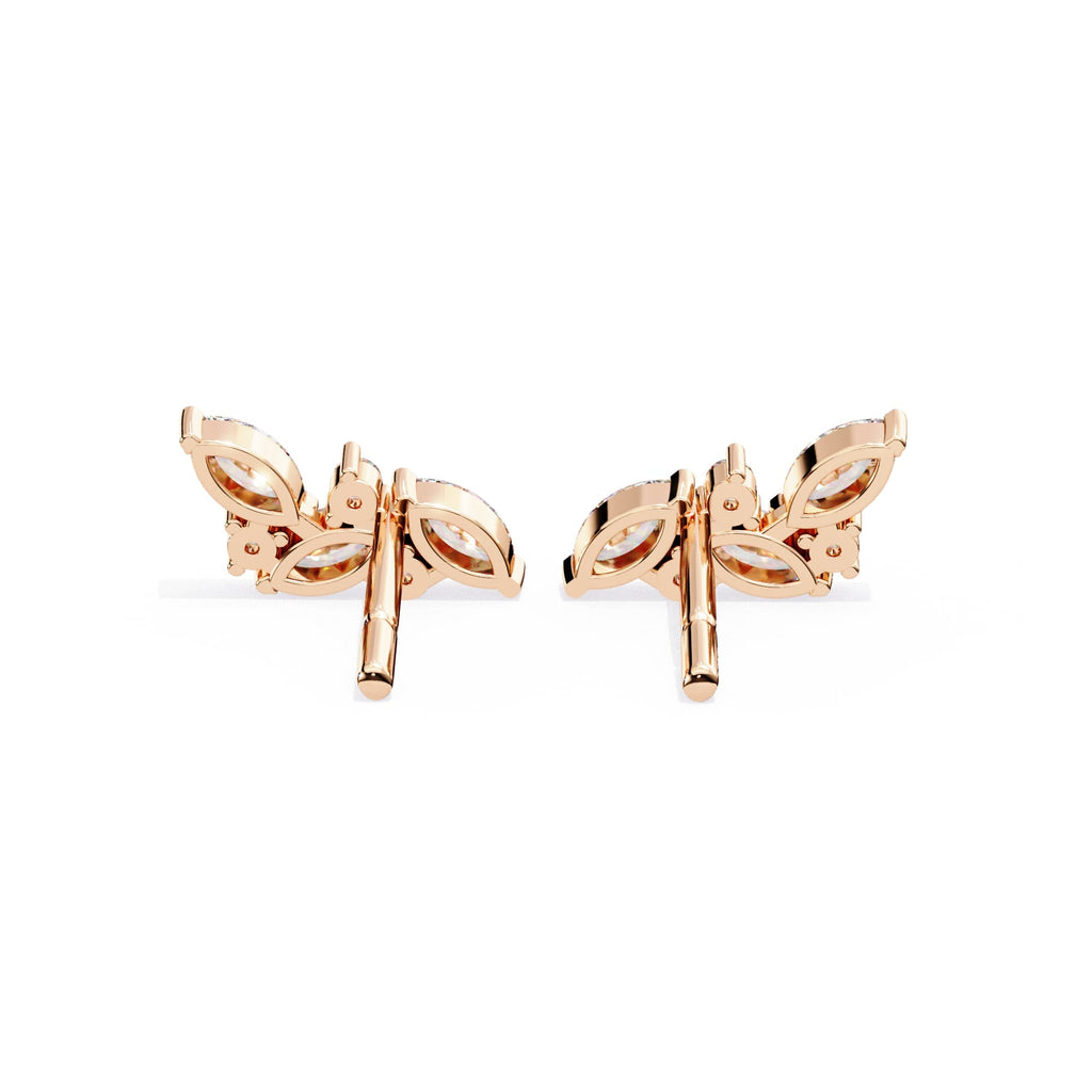 Modern Marquise And Round Diamond Stud Earrings