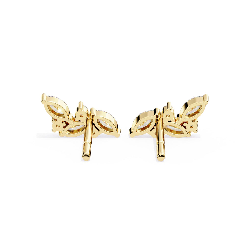 Modern Marquise And Round Diamond Stud Earrings