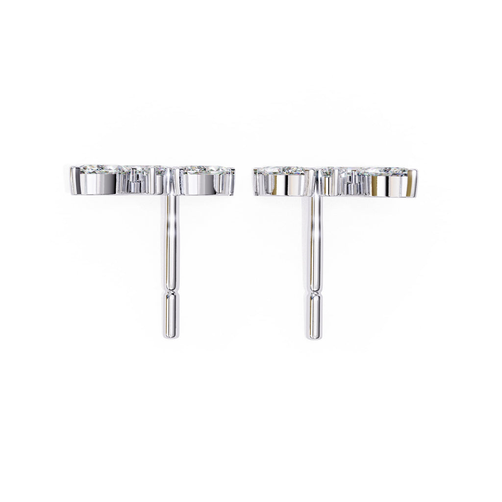 Modern Marquise And Round Diamond Stud Earrings