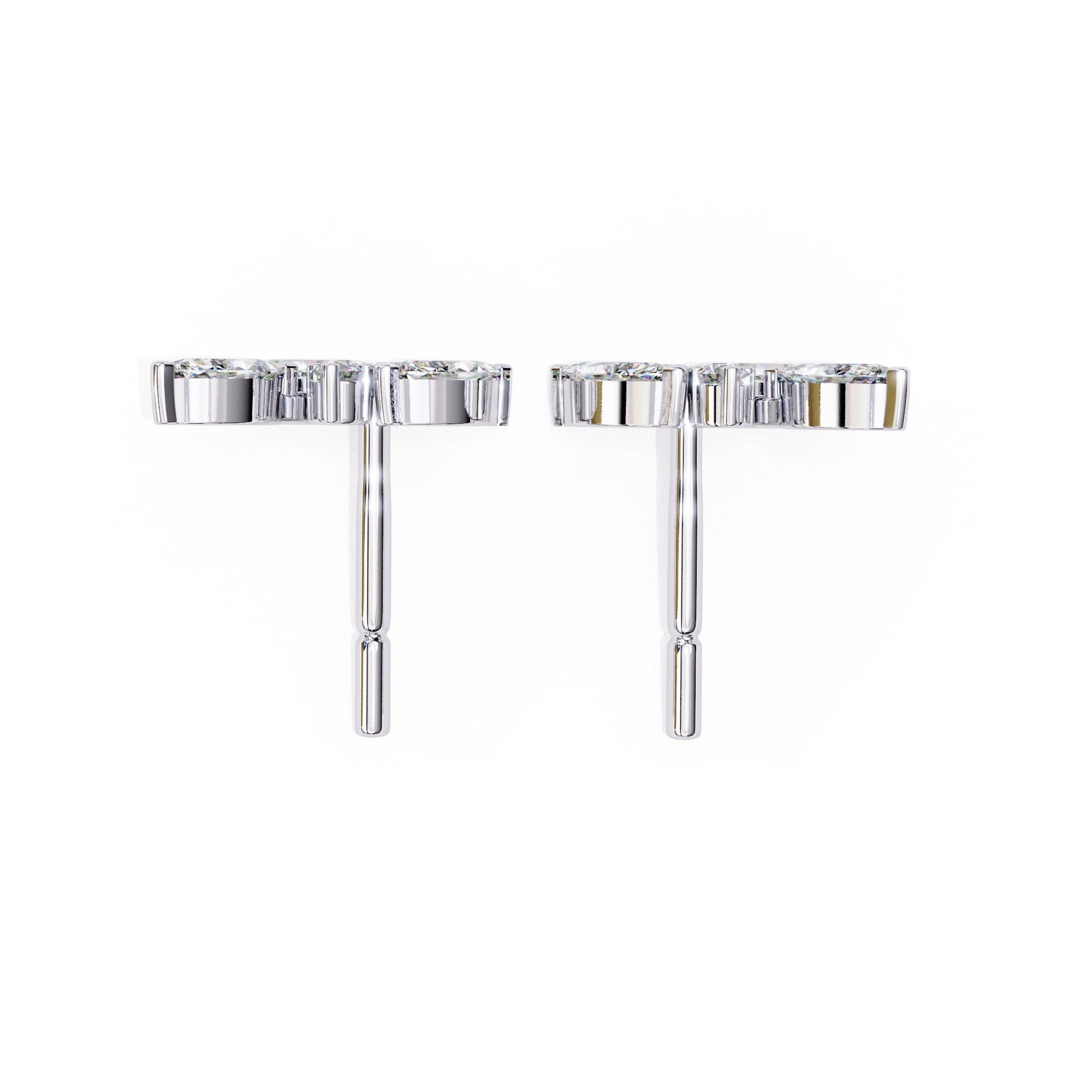 Modern Marquise And Round Diamond Stud Earrings