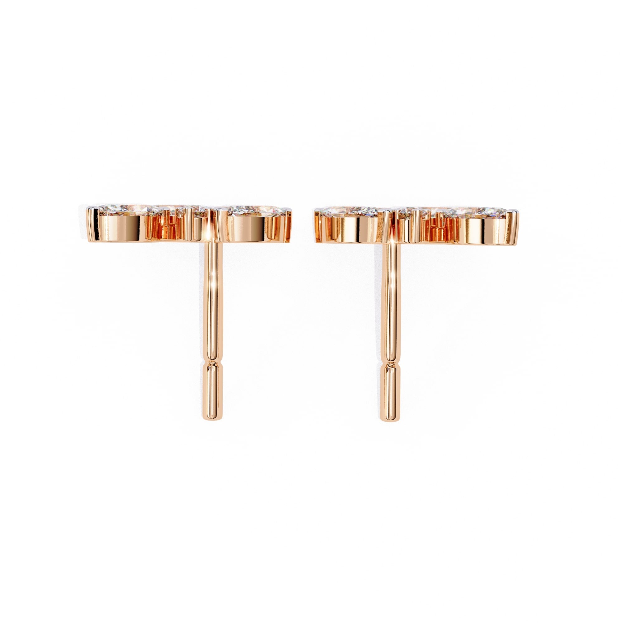 Modern Marquise And Round Diamond Stud Earrings