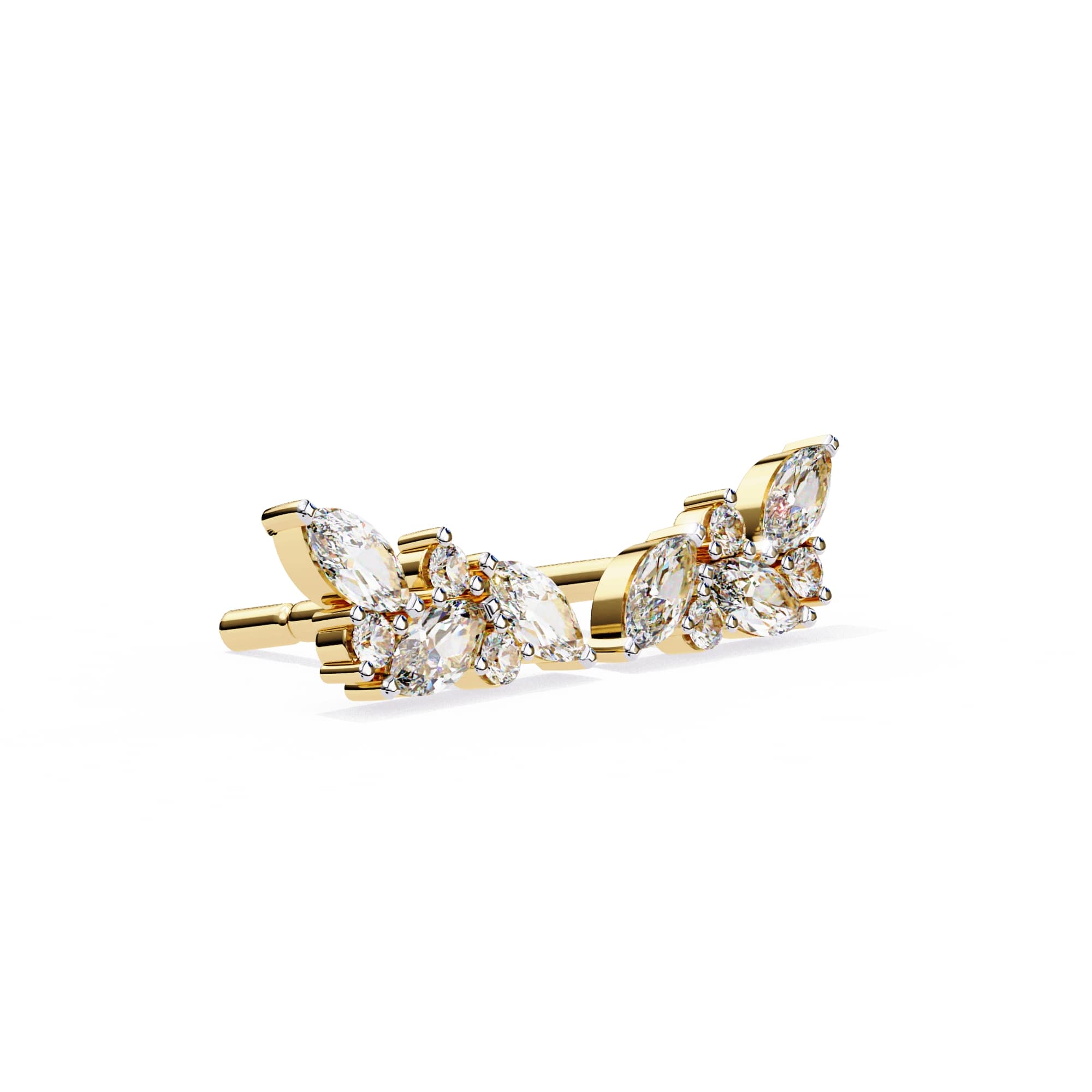 Modern Marquise And Round Diamond Stud Earrings