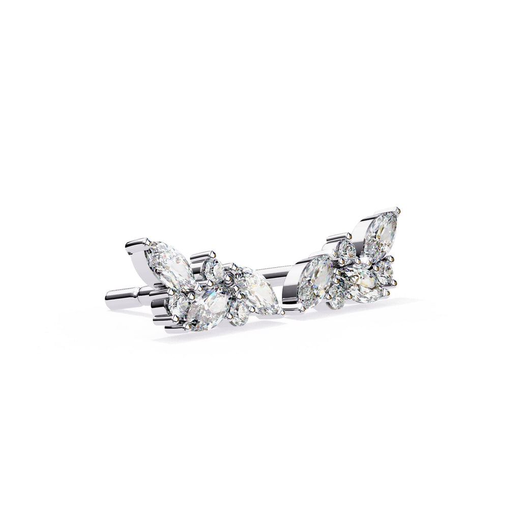 Modern Marquise And Round Diamond Stud Earrings