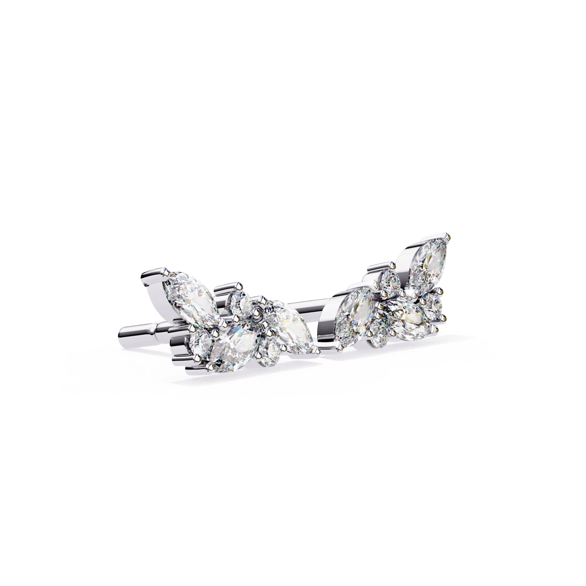 Modern Marquise And Round Diamond Stud Earrings